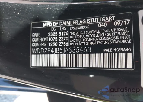 2018 Mercedes-Benz E 300 from USA, damaged, VIN WDDZF4JB5JA335463
